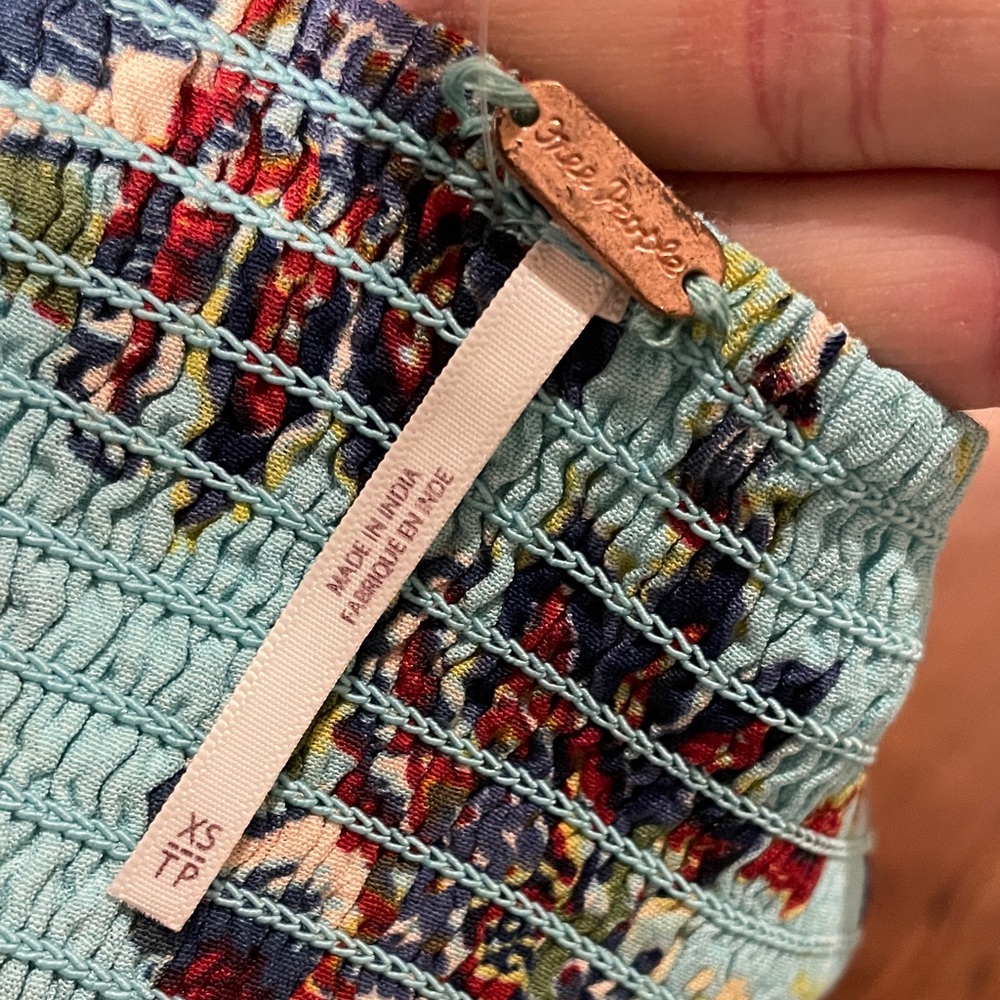 Free People Bohemian Floral Jumpsuit in Blue and pink